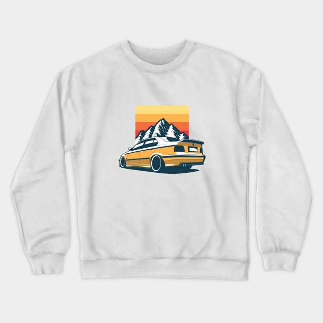 Yellow E36 Mountains Crewneck Sweatshirt by KaroCars